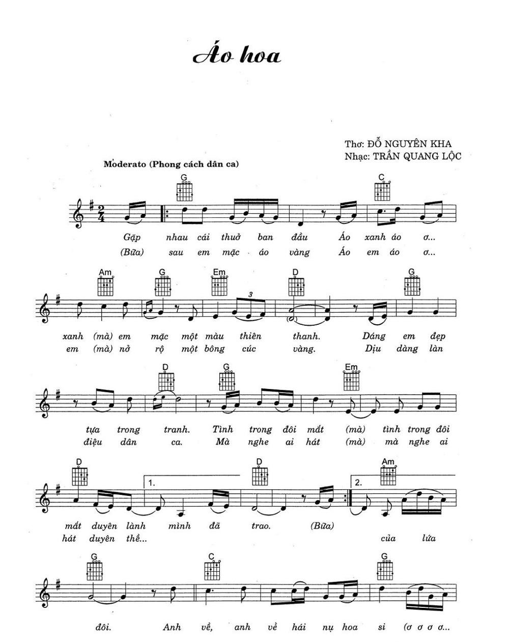 Sheet nhạc Áo Hoa